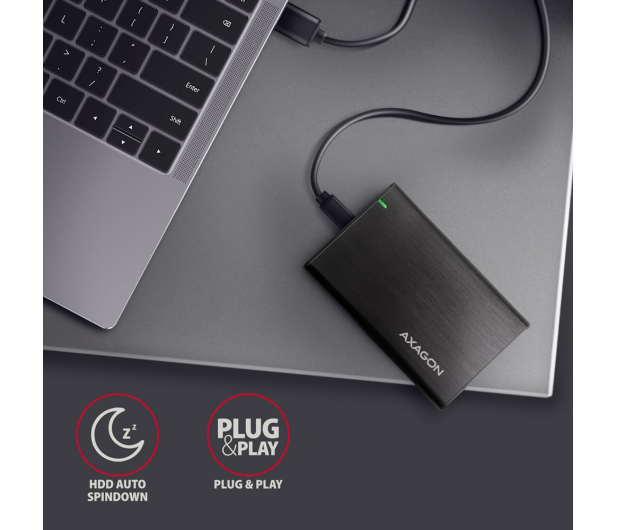 Axagon EE25-A6C, USB-C 3.2 Gen 1 - SATA 6G 2.5" RAW box, bezśrubowy - 1353410 - zdjęcie 6
